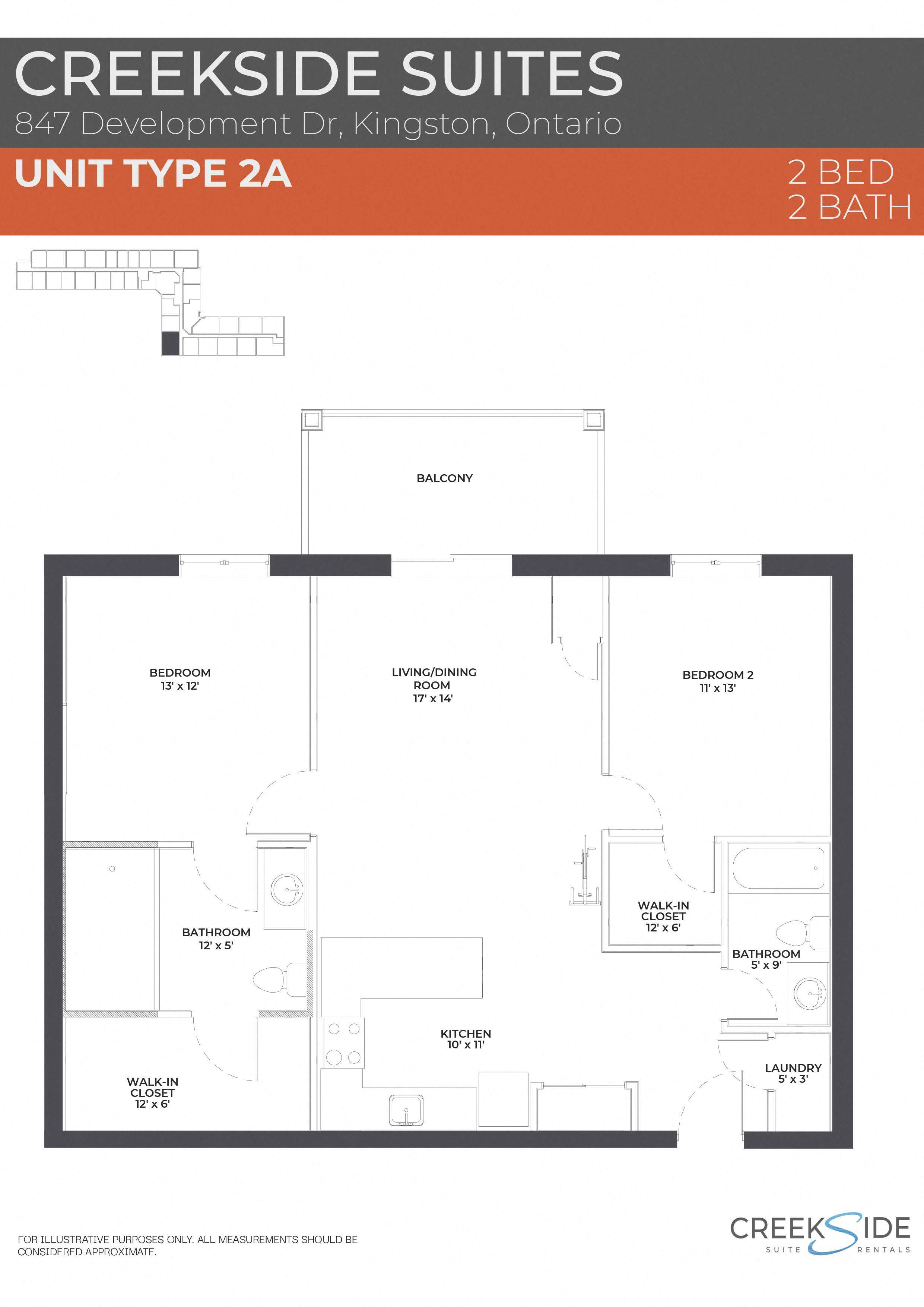 Floor plan for 2 beds, 2 baths, 1146 sqft